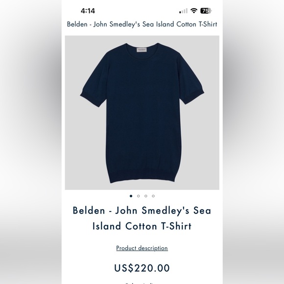 John Smedley Other - NWT John Smedley Belden Sea Island Cotton T-shirt, Med